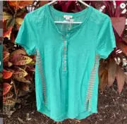 Sundance Henley T shirt in teal NWT
