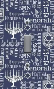 ALL SIZES Light Switch Plate Cover FESTIVAL OF LIGHTS HAPPY HANUKKAH MENORAH JOY