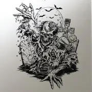 Halloween Zombie Skull Brain Bat Graveyard Mirror Window Static Cling Re-usable