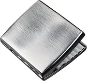 [ARKCHIU] Cigarette Case Stainless Steel, Double Sided Spring Clip, Holds 20 84mm CigarettesSilver,One Size