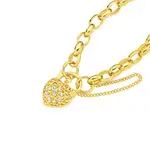 9ct Gold, 19cm Oval Belcher Diamond Padlock Bracelet