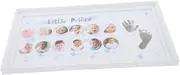 Cabilock Nursery Decor Frame Baby Handprint Footprint Kit Monthly Milestone Keepsake for Baby Shower
