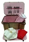 Redmon Picnic Basket Woven Wicker complete set new in open original box