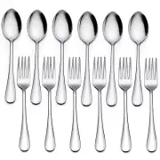 12-Piece Forks and Spoons Silverware Set, 6 Dinner Spoon and 6 Dinner Fork, S...