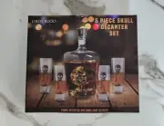 Lords Rocks Skull 5 Piece Whiskey Decanter Set 750ml Decanter & 60ml Shot Glass