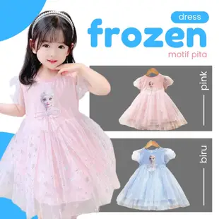 Katun 冰雪奇緣絲帶連衣裙女孩棉質兒童公主 Elsa 衣服