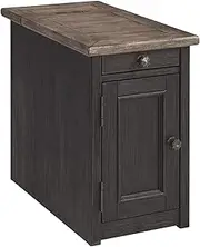 [Signature Design by Ashley] Tyler Creek Rustic Chair Side End Table with Pull-Out Tray & USB Ports, Brown