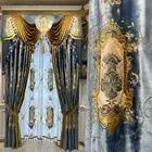 Custom European bronzing Embroidery cloth Velvet curtain valance tulle M1709