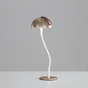 GGP Corrugated Gold Lamp Cap Elegant Curved Stem Mushroom Desk Lamp Adjustable Led Table Light