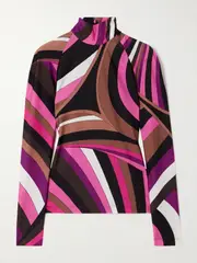 [PUCCI] PUCCI - Printed Stretch-jersey Turtleneck Top - Pink - x small x small Pink