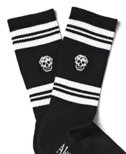 ALEXANDER McQUEEN Skull Stripe Men's Athletic Socks Blk/Wht M Made in Italy NWT!