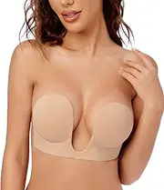 [Wekofi] Women's Deep V Plunge Adhesive Backless Strapless Invisible Bra Breast Lift