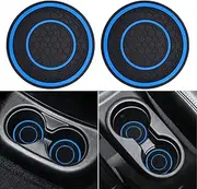 Auprite Non-Slip Anti Dust Mats - 2 Pack 2.75 Inch Diameter Universal Auto Anti Slip Cup Holder Insert Coaster, Durable, Suitable for Most Car Interior(Blue) CP-MATS-BLUE1