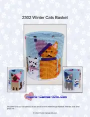 Winter Cats Basket-Plastic Canvas Pattern or Kit
