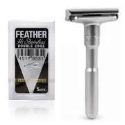 Shave Classic Adjustable Double Edge Safety Shaving Razor W 5 Feather Blades BL