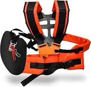Double Trimmer Shoulder Strap, Comfort Adjustable for Brushcutter, Shoulder Strap Trimmer, Adjustable Lawn Trimmer Strap, Double Shoulder Strap for Brush Cutter, Lawn Trimmer, Brush Cutter (Orange)