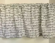 Valance Music Notes on Ivory Background Handmade Window Treatment 42"W x 14" L