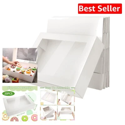 Sturdy Pastry Bakery Boxes with Window - 10 Pack, Ideal for Events and Parties