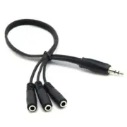 Cable 3.5mm Male to 3xFemale Extension Cable Cord Microphone Wire 30cm
