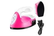 Mini Craft Iron Mini Heat Press Iron - Heat Press Heat Transfer Machine Portable Iron with Charging Base for DIY Crafts, T-shirts, Shoes, Hats (Pink)