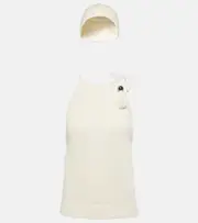 [Max Mara] Max Mara Moriana halterneck linen top and hat set UK 14 white