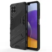 For Samsung A22 4G Shockproof Dual-Layer Stand Cover - Black