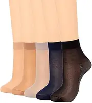 [Campsis] Sheer Socks Nude Ankle Stocking Summer Thin Nylon Socks for Women(5 Pairs)
