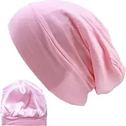[Plimbin] Mulberry Silk Sleep Cap, Pure Silk Bonnet for Curly Hair, Soft Elastic Hair Wrap, Silk Bonnet with Elastic Stay On Head Natural Silk Lined Beanie Cap for Hair Care