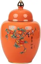Potteryceramic jar Tea Canister Household Storage Cans,Home Decoration Ornaments Tea Jar with Lid