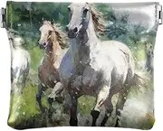 [YXYZRMY] PU Leather Squeeze Coin Purse White Herd Horses Grass, Coin Pouch Change Holder for Women Men, Mini Portable Cosmetic Bags for Women, Multi-colored, one size, Multi-style, Multi-colored, one