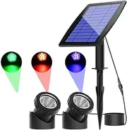 WONFAST Solar Pond Lights, 12led RGB Super Bright Solar Submersible Lamps Underwater Light Landscape Spotlight Security Night Lights for Garden Pool Pond Outdoor Decoration