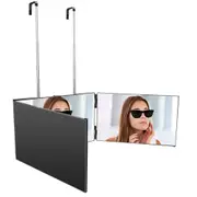 Adjustable Makeup Mirror Tri-Fold Hairdressing Self Haircut Hanging with Hook