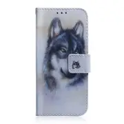 White Wolf Pattern Coloured Drawing Horizontal Flip Leather Case for Huawei Honor View 20, with Holder & Card Slots & Wallet