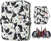 YOUSHARES Colored Pencil Case 220 Slots Pen Case Organizer with Handy Wrap & Zipper, Multilayer Holder for Prismacolor Colored Pencils & Gel Pen (Panda)