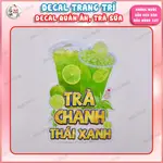 GREEN THAI LEMON TEA 貼花 - 防水、防曬、戶外和室內貼紙,適用於商店、牆壁、櫥櫃裝飾。