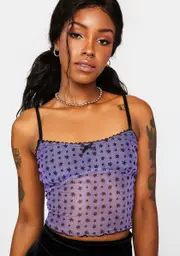 [Daisy Street] Purple Floral Mesh Crop Top