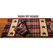 New Primitive Country RED WINE BLACK STAR PLACEMAT Textured Table Mat