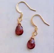 Natural Garnet Briolettes Gold Filled Sundance Charm Handmade Artisan Earrings