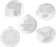 Coffee Stencil 5Pcs Coffee Decorating Stencils Stainless Steel Coffee Art Stencils Latte Template for Coffee Mousse Cupcake Birthday Cake Stainless Steel Trim