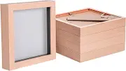 Nicola Spring 3D Shadow Box Photo Frames - 6 x 6 (15 x 15cm) - Pack of 5 - Light Brown 3D Photo Frame 3D Box Picture Frame Box Memorabilia Display Case for Crafts, Keepsakes, Wedding, Graduation