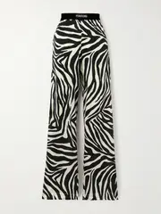 [TOM FORD] TOM FORD - Zebra-print Silk-blend Satin Straight-leg Pants - Zebra print - large large Animal print