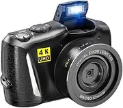 Ade Digital Camera Photo Camera, 4K 48MP Camera with 16x Digital Zoom and Macro Lens, Compact Camera with Rotating Dashboard for Teenagers, Beginners, Adults