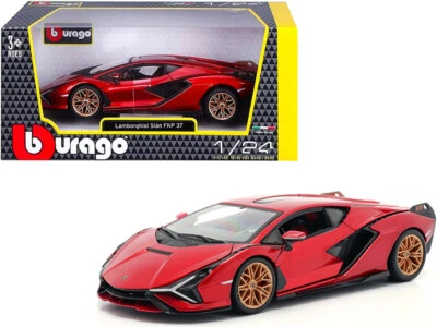 Lamborghini Sian FKP 37 Candy Red with Copper Wheels 1/24 Diecast Model CARZ