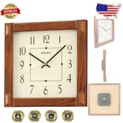 Warm Brown Square Wall Clock with Quartz Movement - Perfect for Any Room Decor