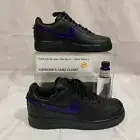 Nike Air Force 1 Low Black (Dark Blue Custom Painted Swoosh) SC-#24B
