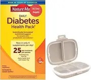Nature Made Diabetes Health Pack, 60 Packets, Bundle with a Travel Pill Organizer, 8 Compartments Portable Pill Case, Color Khaki