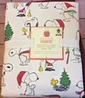 Snoopy Pottery Barn Peanuts Twin Sheet Holiday Party Christmas dog Charlie Brown