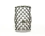 Dotted Ring Adjustable Antique Silver Plated brass (18mm 8US inner size) 2755