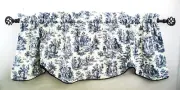 Valance Waverly Curtain Country Toile Window Blue Rod Pocket Scalloped Cording