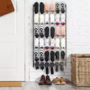 5-Tier Dark Brown Metal 18 Pair Boot & Shoe Wall Mounted Storage Rack Organizer